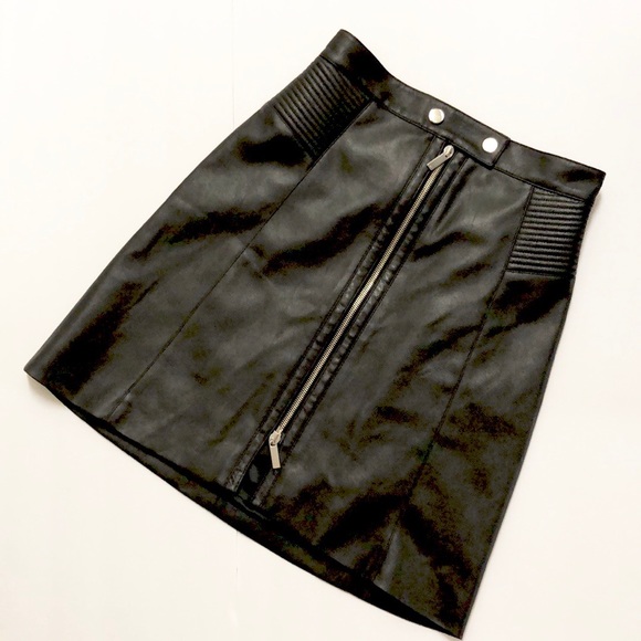 Karen Millen Dresses & Skirts - Karen Millen Faux Leather Zip Front Mini Skirt 4